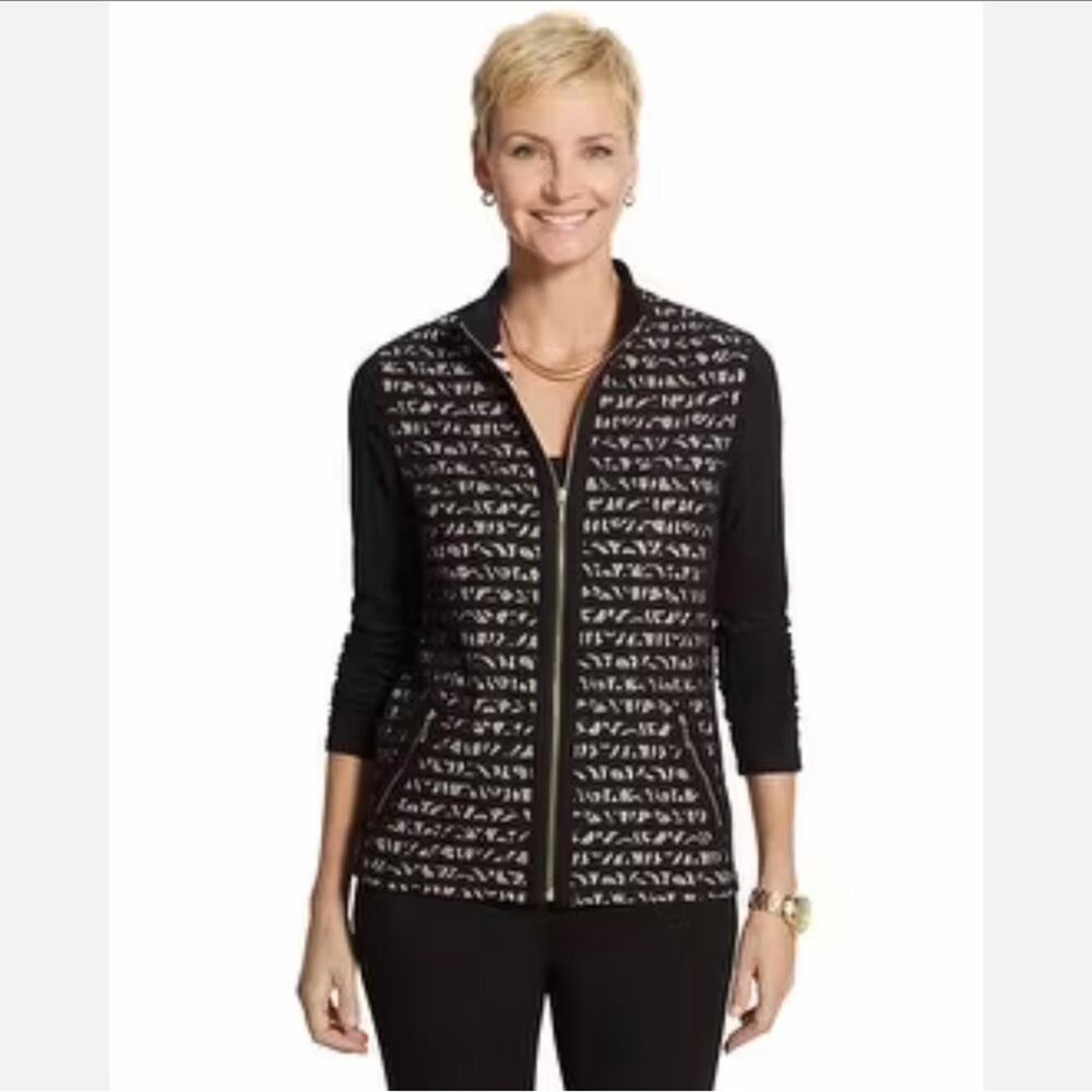 Zenergy by Chicos lace knit striped jacket size 0 small